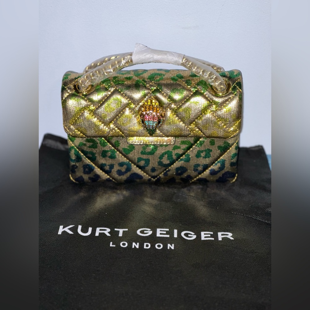 Kurt Geiger London Mini Kensington Metallic Animal Printed Leather Crossbody Bag